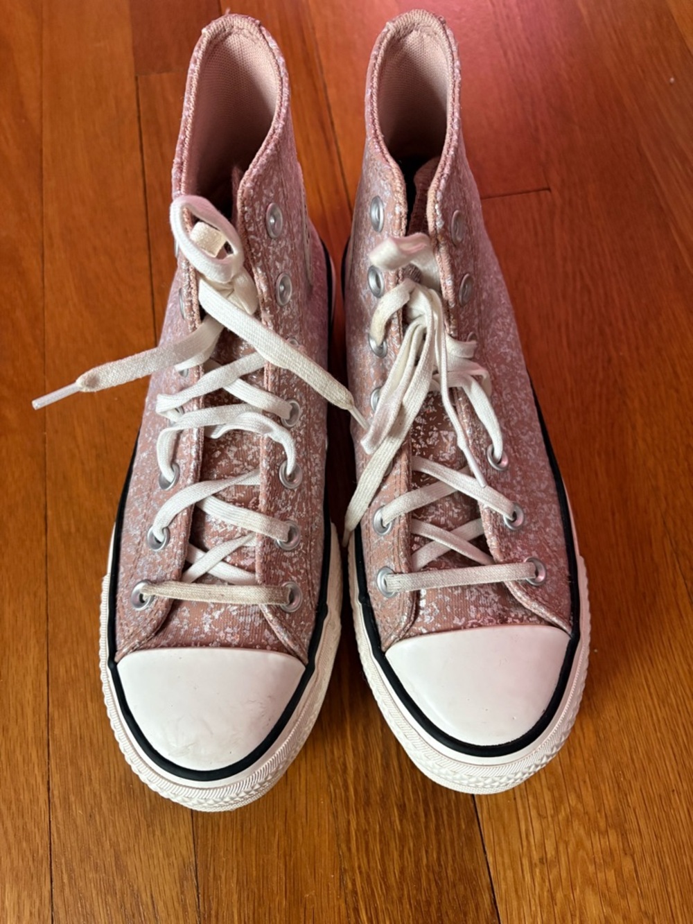 Converse High-Top Sneakers in Dusty Pink with Silver Accents
